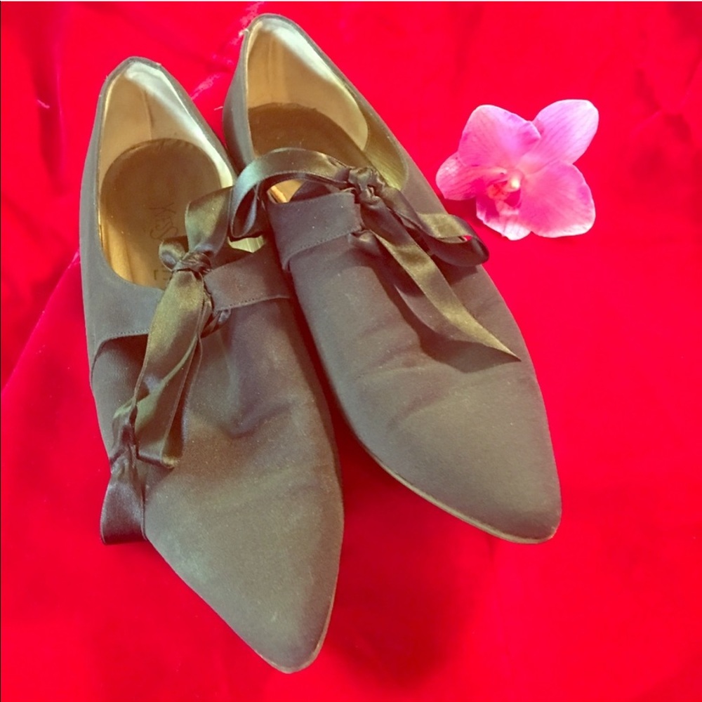 Rare Vintage YVES SAINT LAURENT ribbon tie loafers 80s? 90s?